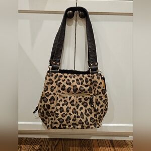 Tiganello Suede Leopard Print Shoulder Bag